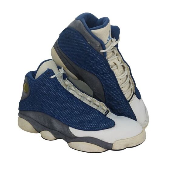 Nike Air Jordans XIII Retro Mens Pre-owned White/Blue/Gray Sneakers - sz. 10 - Picture 1 of 6